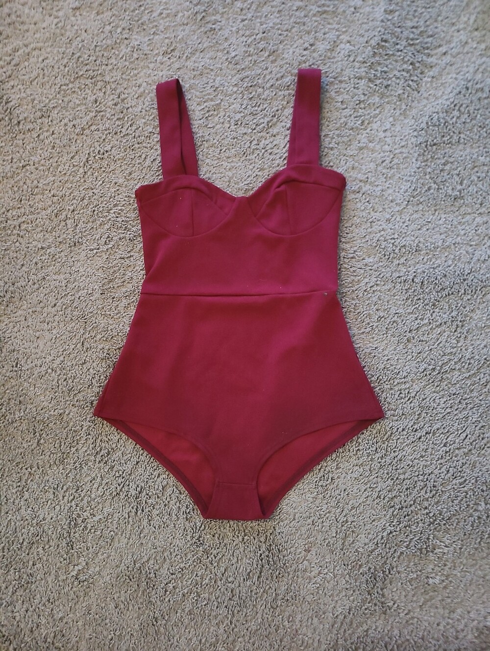 EGO Vintage-Inspired Berry Burgundy One-Piece Bodysuit Retro Pin Up Leotard Sz 4